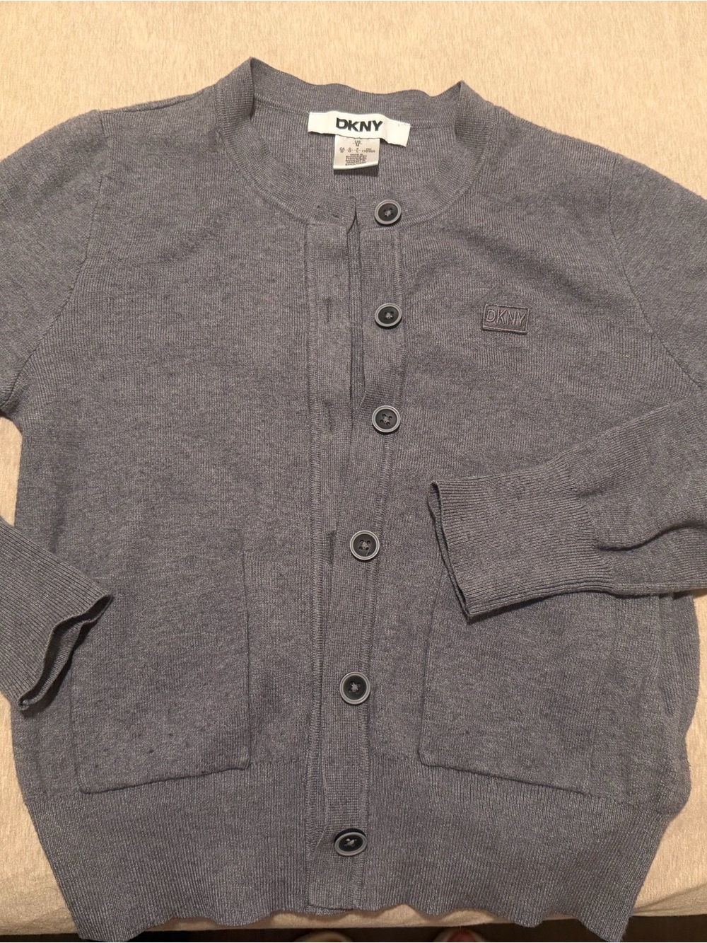 DKNY Women’s Charcoal Button-Front Knit Cardigan